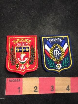 Vintage Capital City Of Paris & Country Of France Souvenirs Patch Emblems 91a4