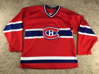 Vintage Montreal Canadiens Hockey Jersey M Habs Ccm Shirt Red Blue Patch