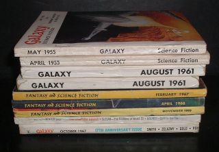 Lqqk 9 Vintage 1950s/60 Sci - Fi Digests,  Asimov,  Vance,  Tenn,  Howard,  Pohl,  Etc.