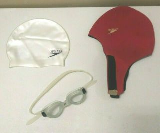 Vintage Speedo Goggles,  Swim Caps & Ear Plugs