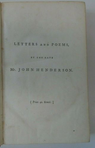 1785 Henderson,  Ireland,  Reeve Letters Poems Progress Of Romance Countries Manners