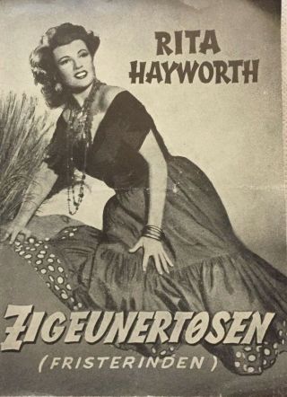 The Loves Of Carmen Rita Hayworth Glenn Ford Vtg 1948 Danish Movie Program