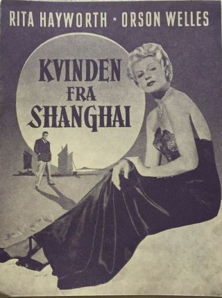 The Lady From Shanghai Rita Hayworth Orson Welles 1947 Vtg Danish Movie Program