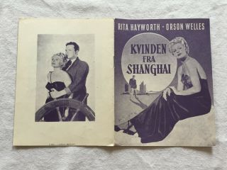 The Lady From Shanghai Rita Hayworth Orson Welles 1947 Vtg Danish Movie Program 2