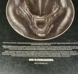 Giger ' s Alien Filmdesign (1979 20th Century Fox) Soft Cover Paper Back Book 3