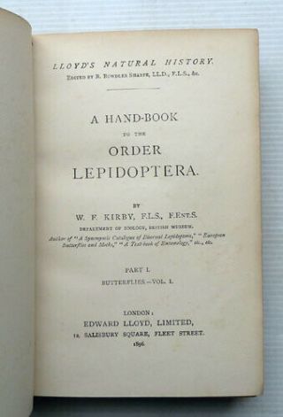 A HANDBOOK TO THE ORDER LEPIDOPTERA BY W,  F,  KIRBY,  1897,  5 VOLUMES 3