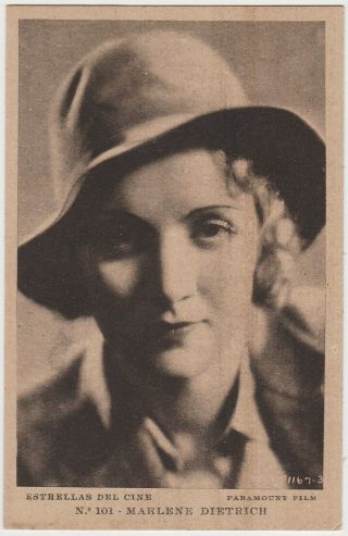 Marlene Dietrich Vintage 1930s Estrellas Del Cine 101 Postcard From Spain E3