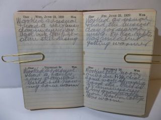 1920 Handwritten Diary.  Rr Mail Service,  Ill At Work,  Ok On Weekends,  A Good Read