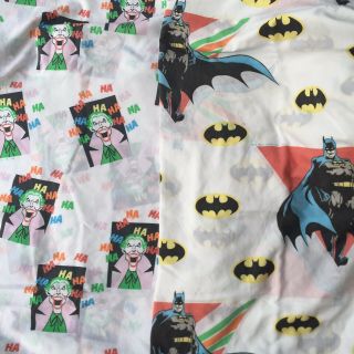 Vintage 1989 Batman And Joker Bed Sheet Twin Flat Fitted Sheet