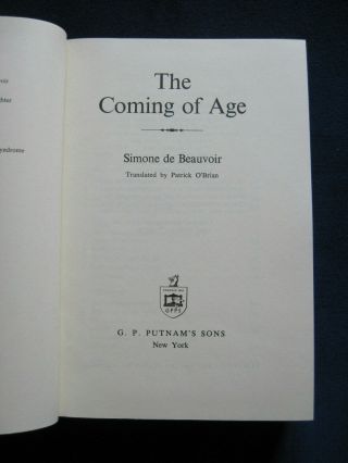 THE COMING OF AGE by SIMONE DE BEAUVOIR - 1st American Edition in Dust jacket 2