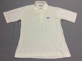Vintage 60s 70s Pickering Lisle Cotton Blank White Golf Polo Shirt Mens Medium