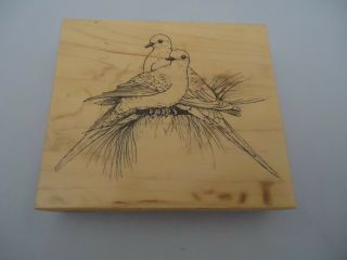 Psx Rubber Stamp Two Doves On Branch K1657 Wood Mounted Birds 1999 Vtg Large