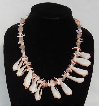 Vintage Pink Quartz & Polished Shell Necklace Lei