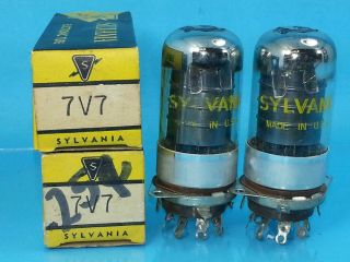 Sylvania 7v7 Loctal Vacuum Tube True Nos Nib Date Match Pair Crisp Box