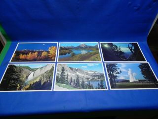 6 Vintage Vinyl Placemats Mountains Scenes National Parks Waterfall Canyon
