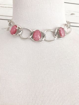 Vintage Necklace Pink Chocker Or Children’s Costume Jewelry