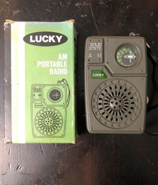 Vintage Green Lucky Am Portable Radio - &