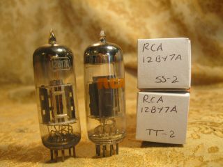 Matched Pair Rca 12by7a 12bv7 12dq7 Vacuum Tubes Black Plate Usa Test Anos
