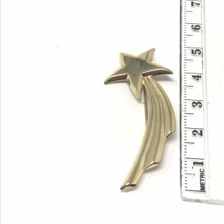 Vintage Brooch Shooting - Star Golden Tone Costume Jewelry Thin Metal 3