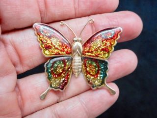 Authentic Vintage - Gold Tone Colorful Enamel Butterfly Brooch/pin