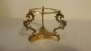 Vintage Three Dragons Solid Brass Dragon Crystal Ball Or Bowl Stand