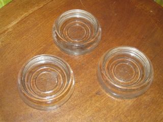 3 Vintage Clear Depression Glass Furniture Cup Coasters