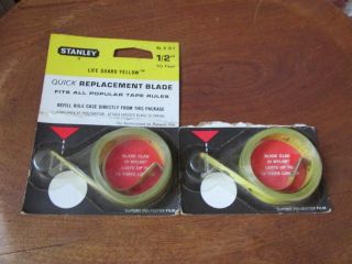 2 Vintage Stanley Life Guard Yellow Replacement Blades 1/2 " Wide Tape Rule,  10 Ft