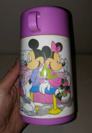 Vtg Mickey And Minnie Mouse Aladdin Thermos Pink 1950 