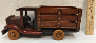 Truck Toy Wood Wooden Handcrafted Made Delivery Pickup Farm Vintage Look 10 "