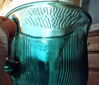 6 Fortecrisa Teal Glass Cups Vintage 1970s