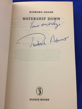 Watership Down Book Signed By Richard Adams 2