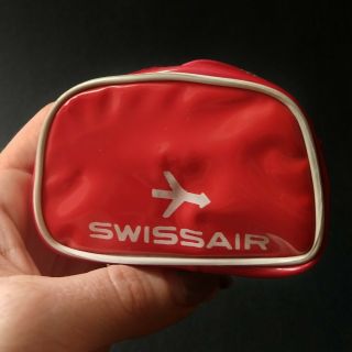 Vintage Swiss Air Mini Coin Purse Pouch Airline Bag Miniature Dollhouse Suitcase