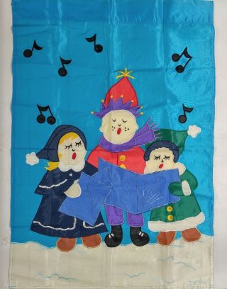 Vintage Christmas Carolers Large Oxford Nylon Flag 41x28 Heavy Stitch Winter