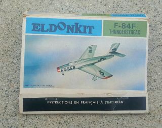 Eldonkit F84 - F Thunderstreak Model Vintage 1967 Japan Scale 1/100