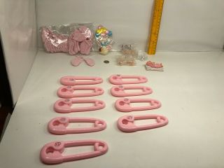 Vintage Girl Baby Shower Decorations Angels Baby Cake Topers Pink Rattle Bootie