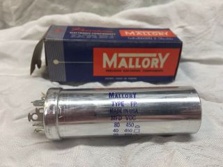 Nos Mallory Fp - 228.  2 Electrolytic Can Capacitor 250 - 250 Mf 350 - 350 Vdc