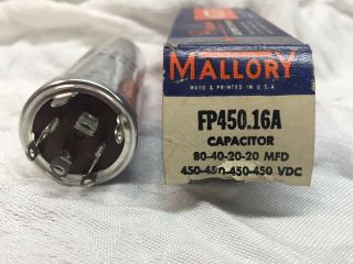 NOS Mallory FP - 228.  2 Electrolytic Can Capacitor 250 - 250 MF 350 - 350 VDC 2
