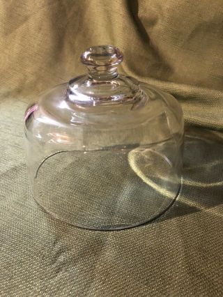 Vintage Heavy Glass Cheese Dessert Plate Replacement Dome Lid Cover 6 1/2 "