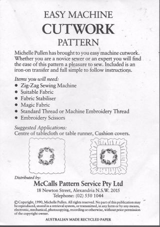 Easy machine cutwork pattern iron - on transfer vintage c.  1990 embroidery flowers2 2