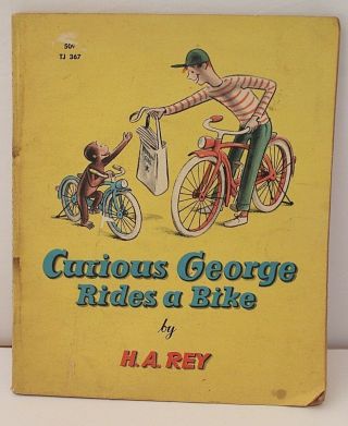 Vintage Book Curious George Rides A Bike By H.  A.  Rey Copyright 1952