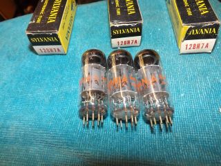 (3) Sylvania 12bh7a Gray Plate Tubes F/ Audio / Amplifier / Television