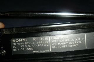 Sony ICF - 4910 FM/MW/SW 9 Band Shortwave Radio Receiver 5