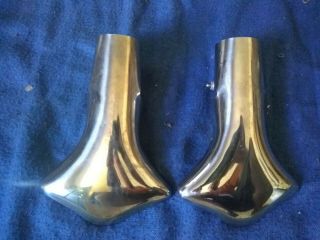 Vintage Exhaust Tail Pipe Deflector Tip Cover Shield Hot Rat Rod Pair Clamp On