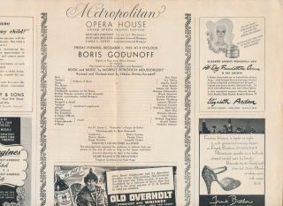 BORIS GODUNOFF • WITH 3 PERFORMANCE INSERTS • Met Opera House NYC Libretto 3