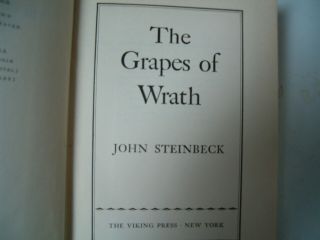 The Grapes of Wrath,  1St.  Edition,  Ninth Printing,  1939 2