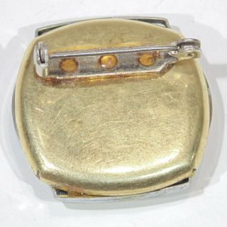Vintage artisan handmade steampunk watch parts collage OOAK pin brooch GF back 5