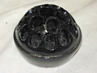 A Vintage Black Glass Round 4 " Vase Frog Flower Holder For Float Bowl Or Vase