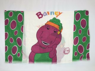 Vtg 1992 Barney The Dinosaur Standard Pillowcase Euc