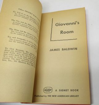 GIOVANNI ' S ROOM James Baldwin Signet Paperback First Edition 1959 4