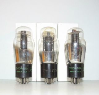Matched Set Of Three Sylvania Made 6f6g Amplifier Tubes.  Tv - 7 Test Strong.